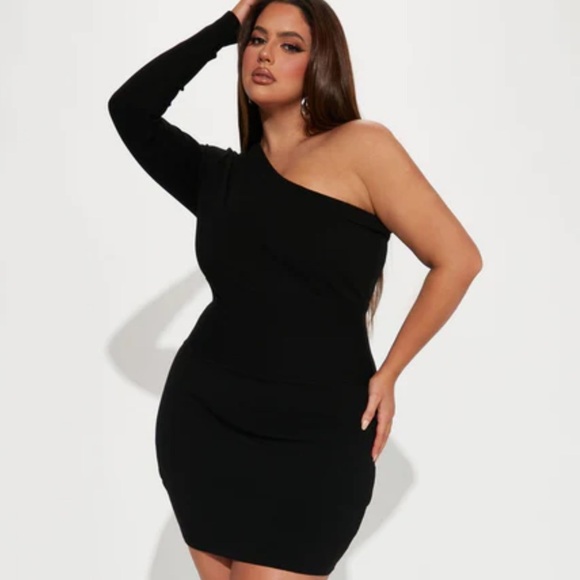 Fashion Nova Black One-Shoulder Mini Dress Effortless noir essentials - Picture 3 of 6